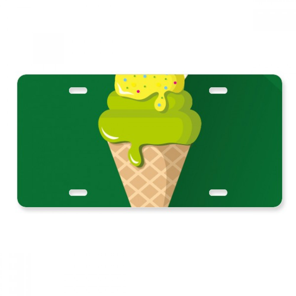 Green Matcha Ice Cream Cones Popsicles License Plate Decoration Stainless Automobile Steel Tag